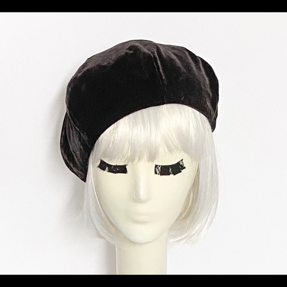 Brown Velvet Beret Hat